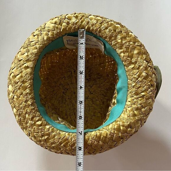 Vintage 60s YSL Yves Saint Laurent Straw Raffia Basket Weave Paris Chic Brim Hat main image 7
